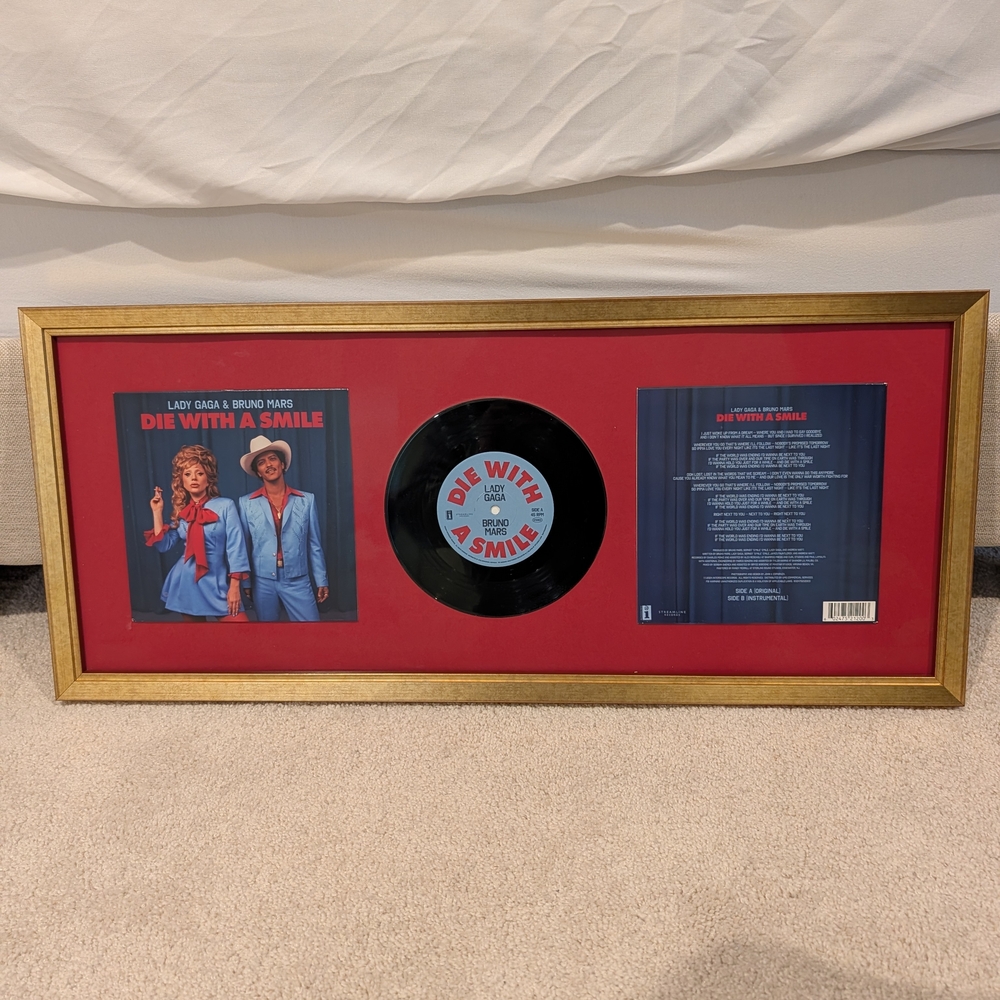 Framed 'Die With a Smile' Vinyl Record Display